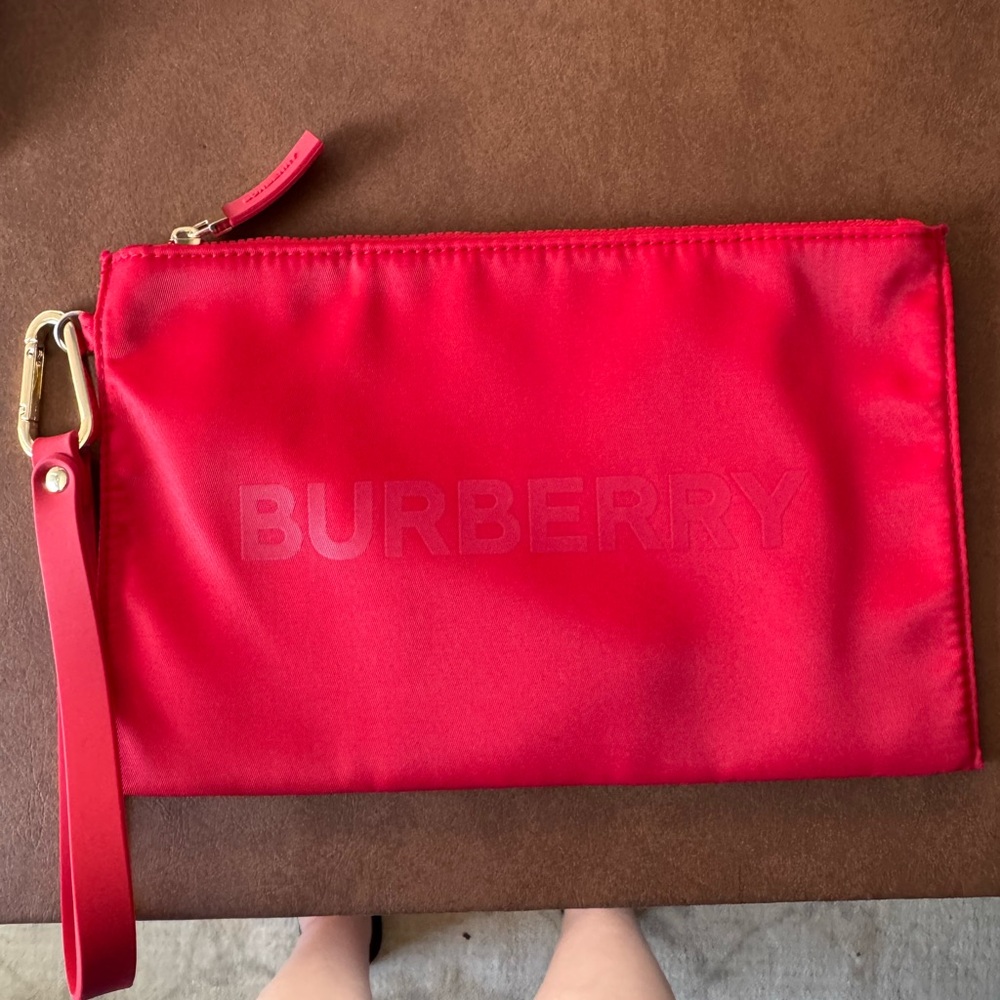 Burberry Vibrant Red Pouch/ Wristlet NEW